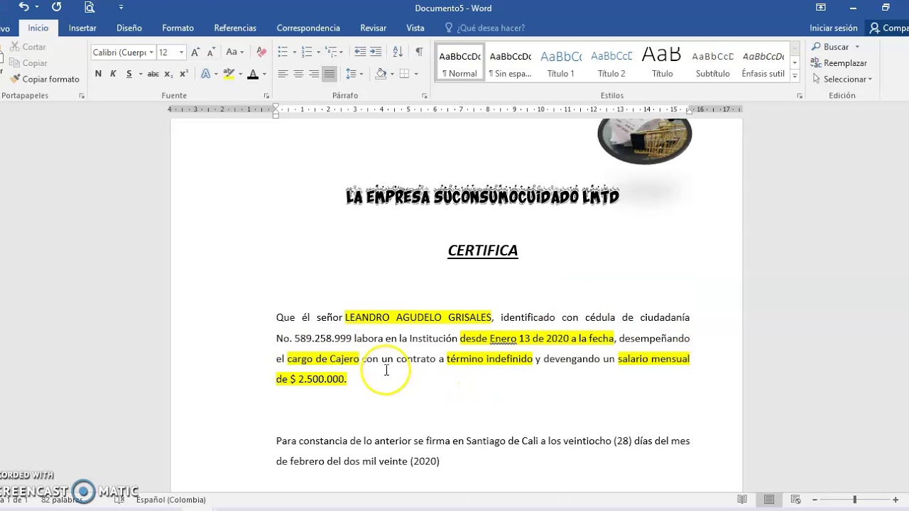 como hacer una carta de trabajo para guarderia