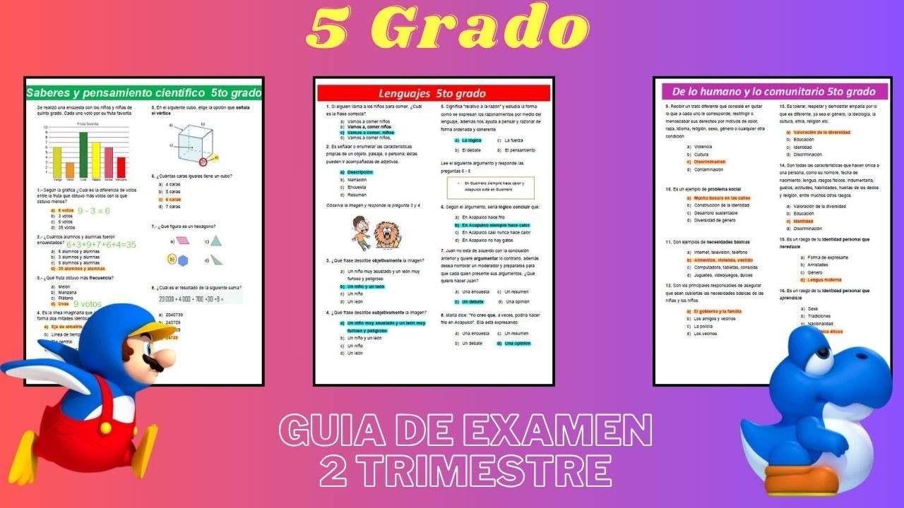 examen segundo trimestre de quinto grado de primaria