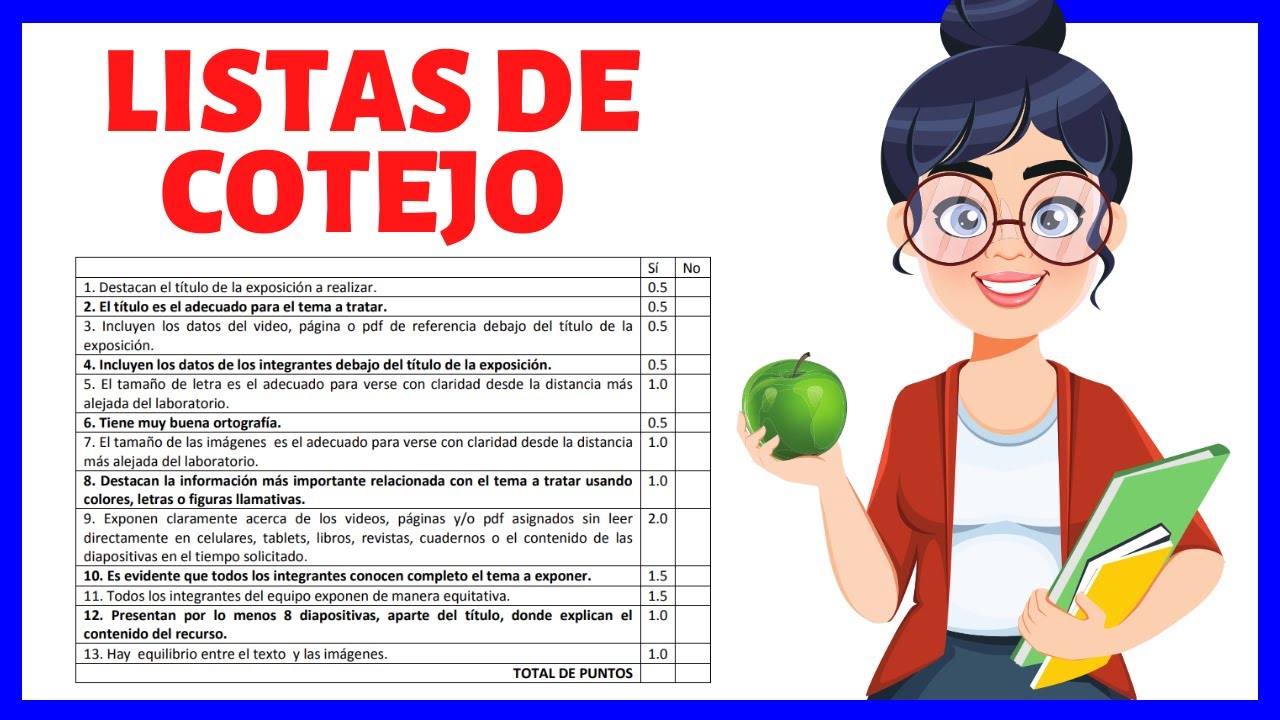lista de cotejo para evaluar trabajo en clases