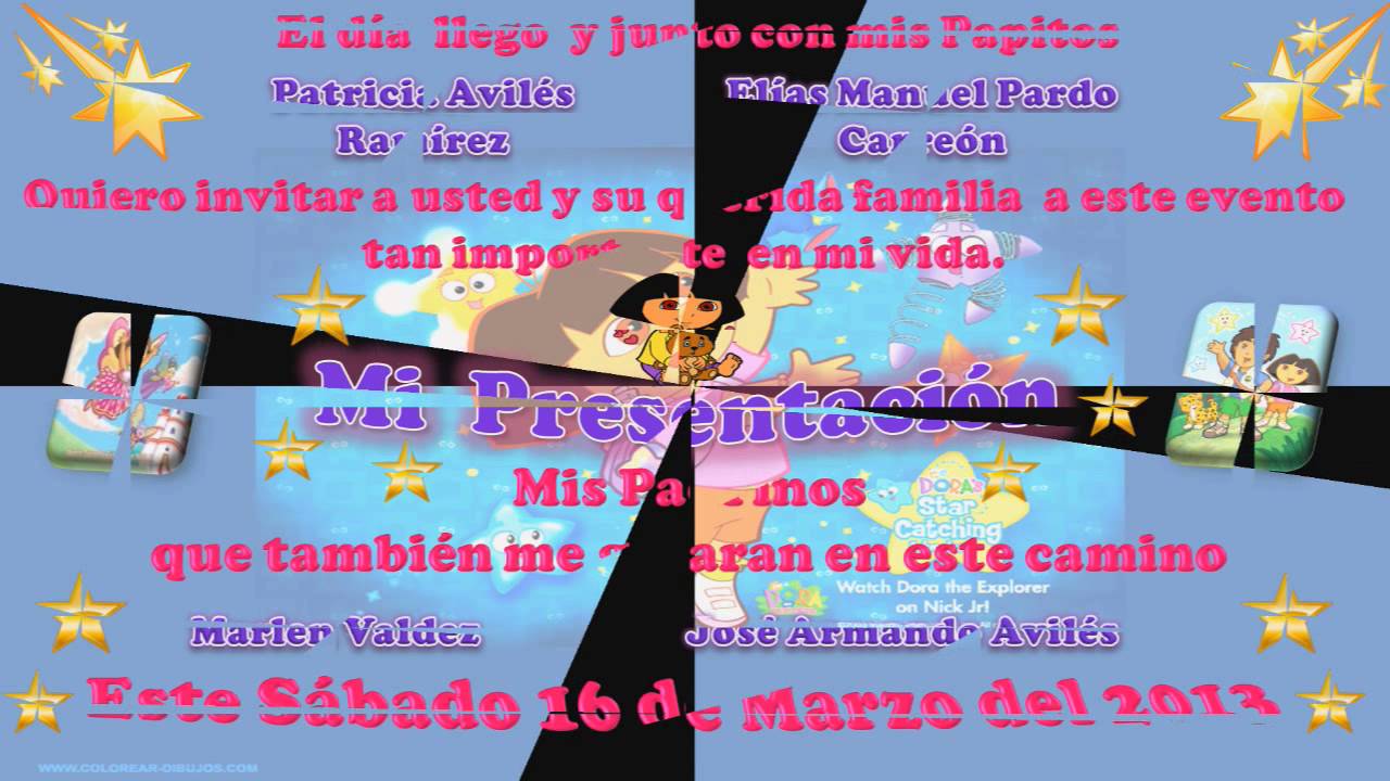 texto para invitaciones de presentacion de 3 años