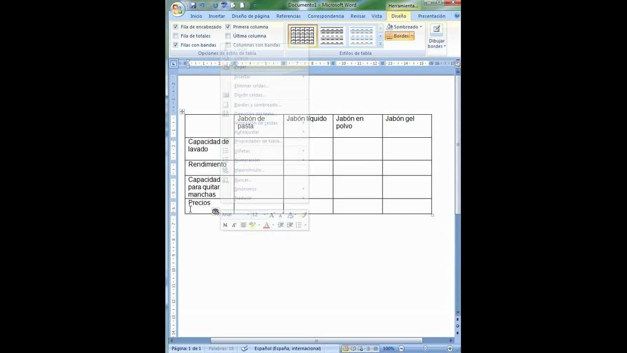 como hacer un cuadro de doble entrada en word