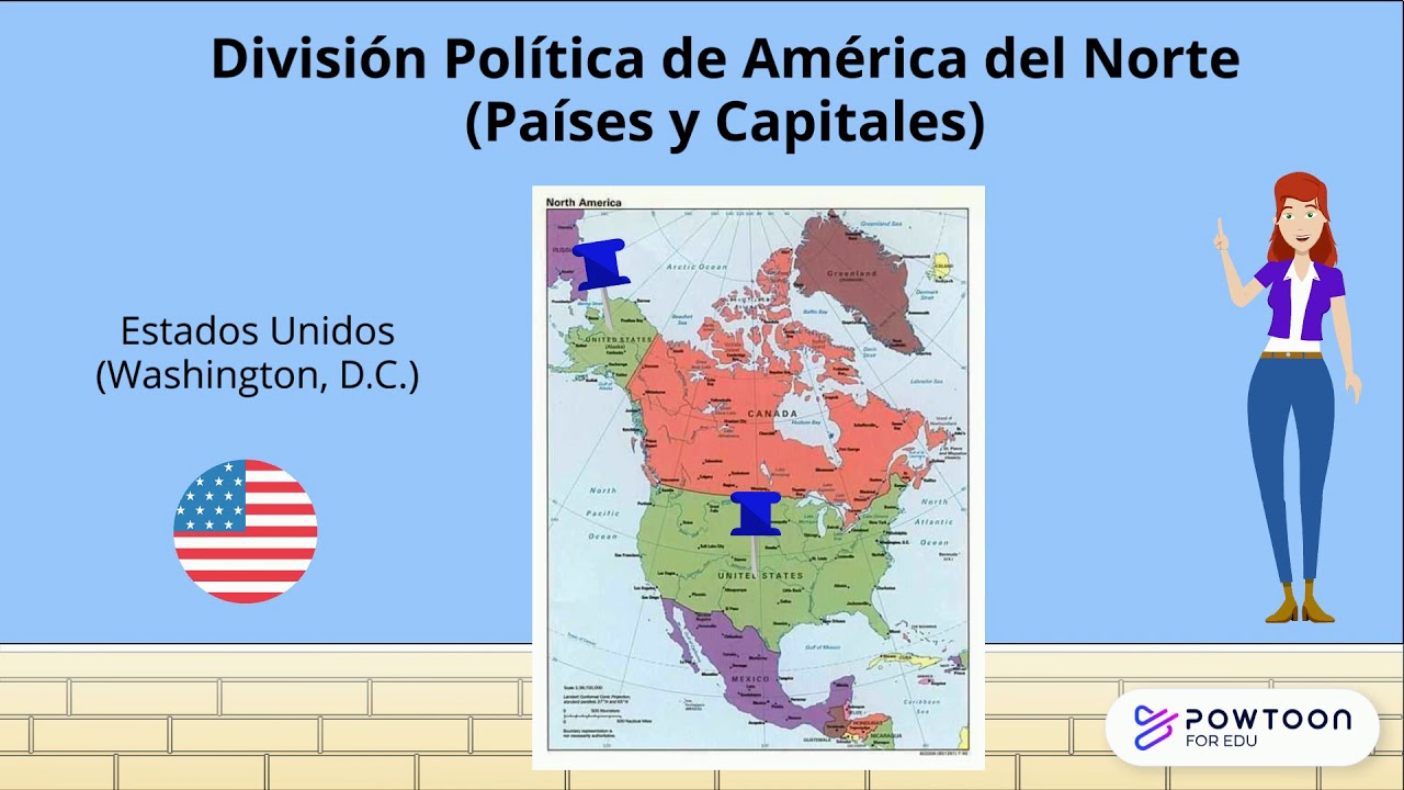 mapa de america del norte con division politica