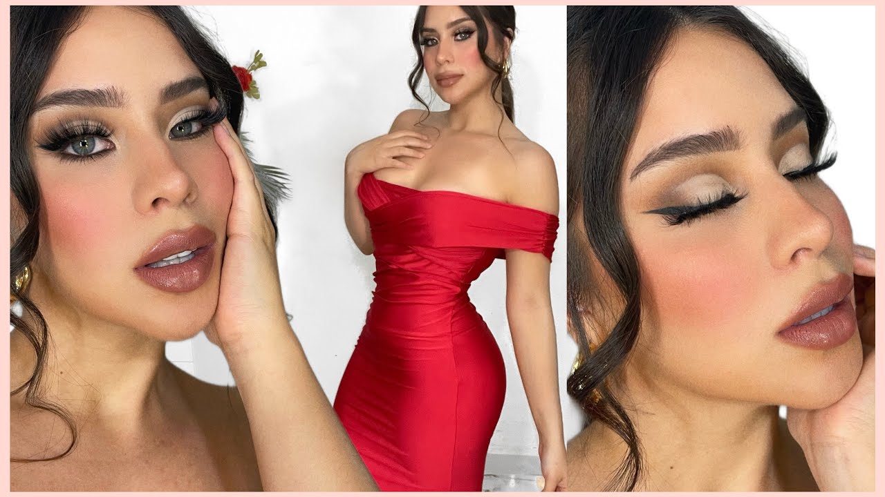 maquillaje y peinado para vestido rojo de noche