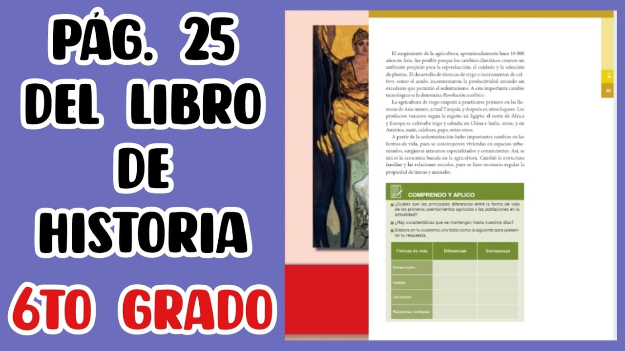 pagina 25 del libro de historia 6 grado contestado