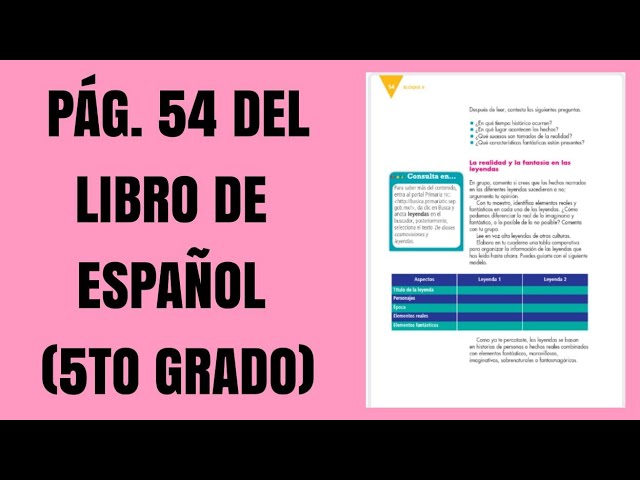 libro de español quinto grado pagina 54 contestado