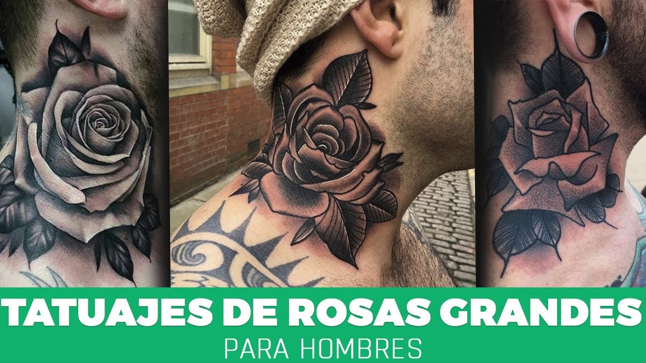 tatuajes de rosa en el cuello para hombre