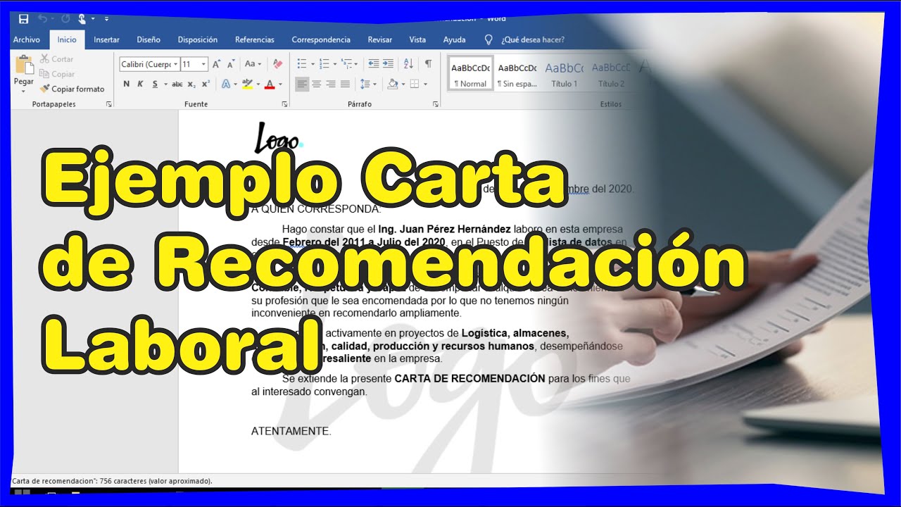 ejemplo de carta de recomendacion laboral formato word