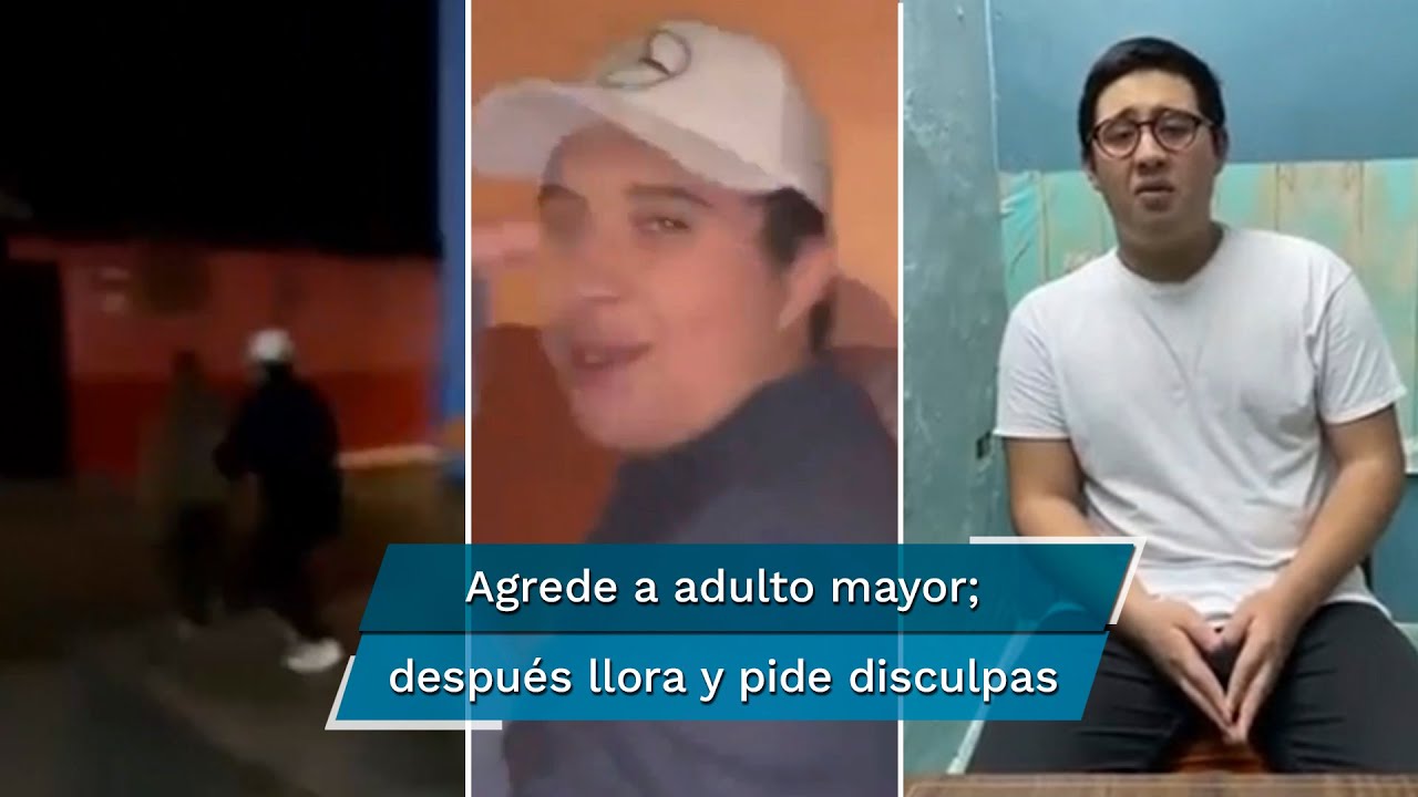 joven empuja a persona de la tercera edad