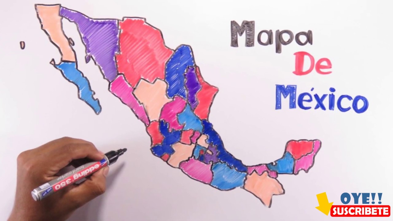 mapa de mexico con division politica para colorear